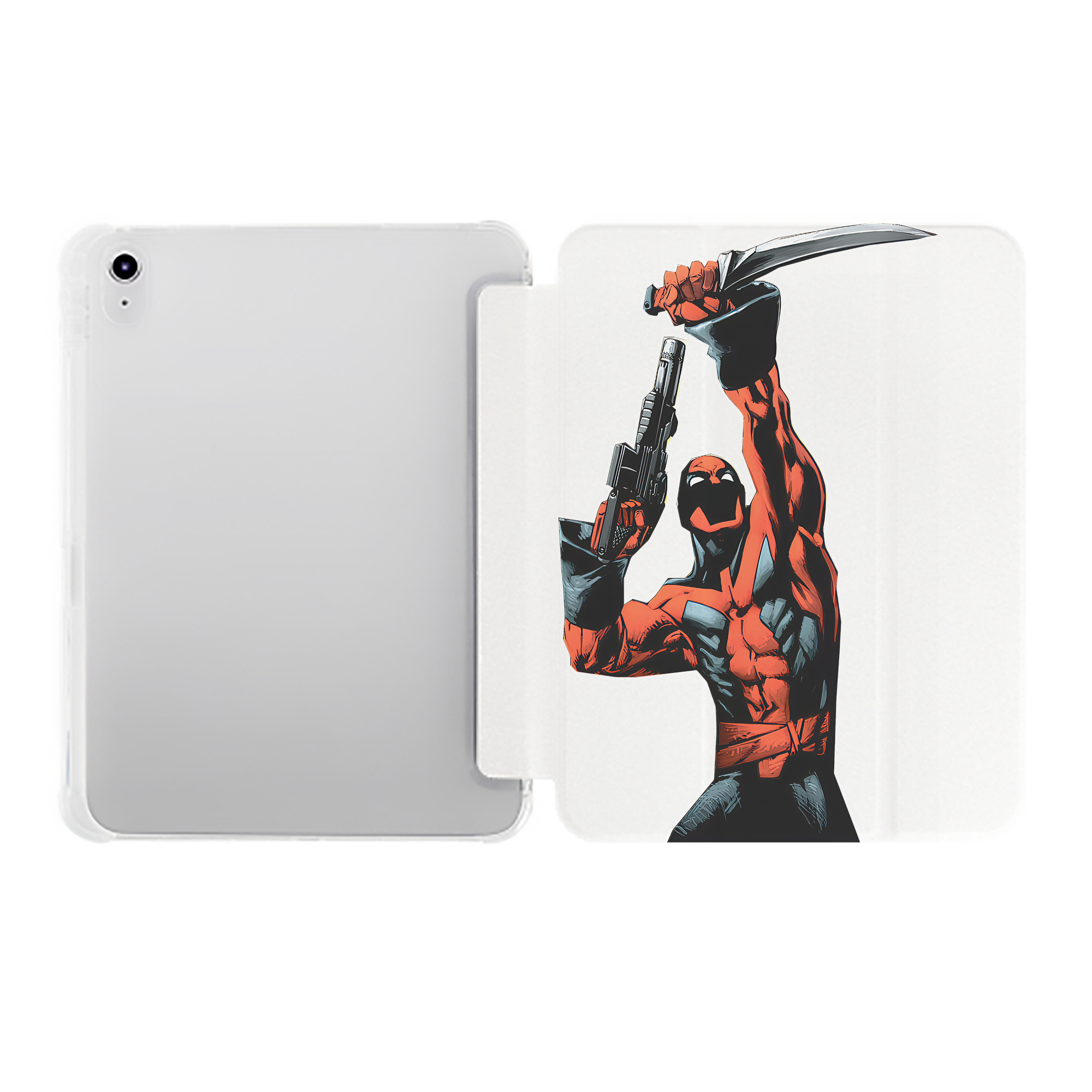 （画像用） Deadpool デッドプール IPad ケース ペン収納付き 三つ折りスタンド PUレザー×シリコン 対応機種9.5/10.5/10.9インチ